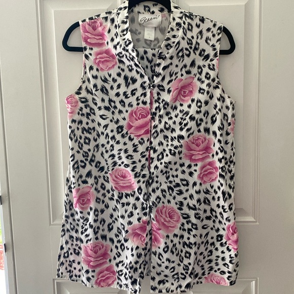 Scaasi Animal and Rose Print Pajama Set - Picture 2 of 3